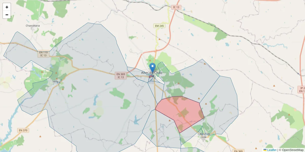 Mapa detalhado do código postal 7440-066 com limites, códigos postais vizinhos e agências dos correios