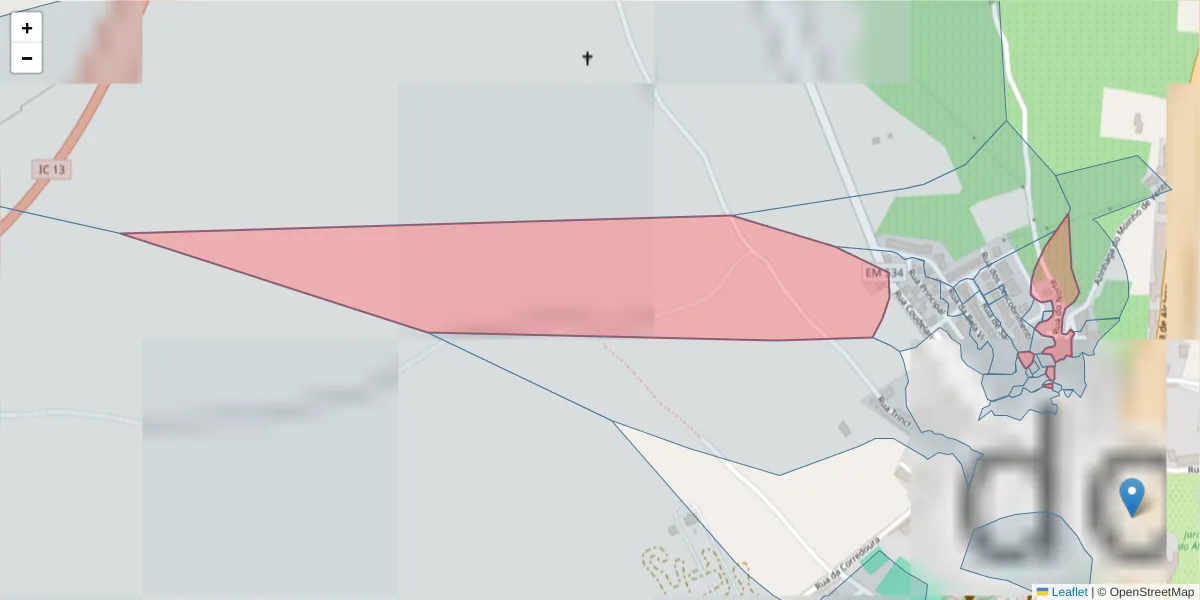 Mapa detalhado do código postal 7440-073 com limites, códigos postais vizinhos e agências dos correios