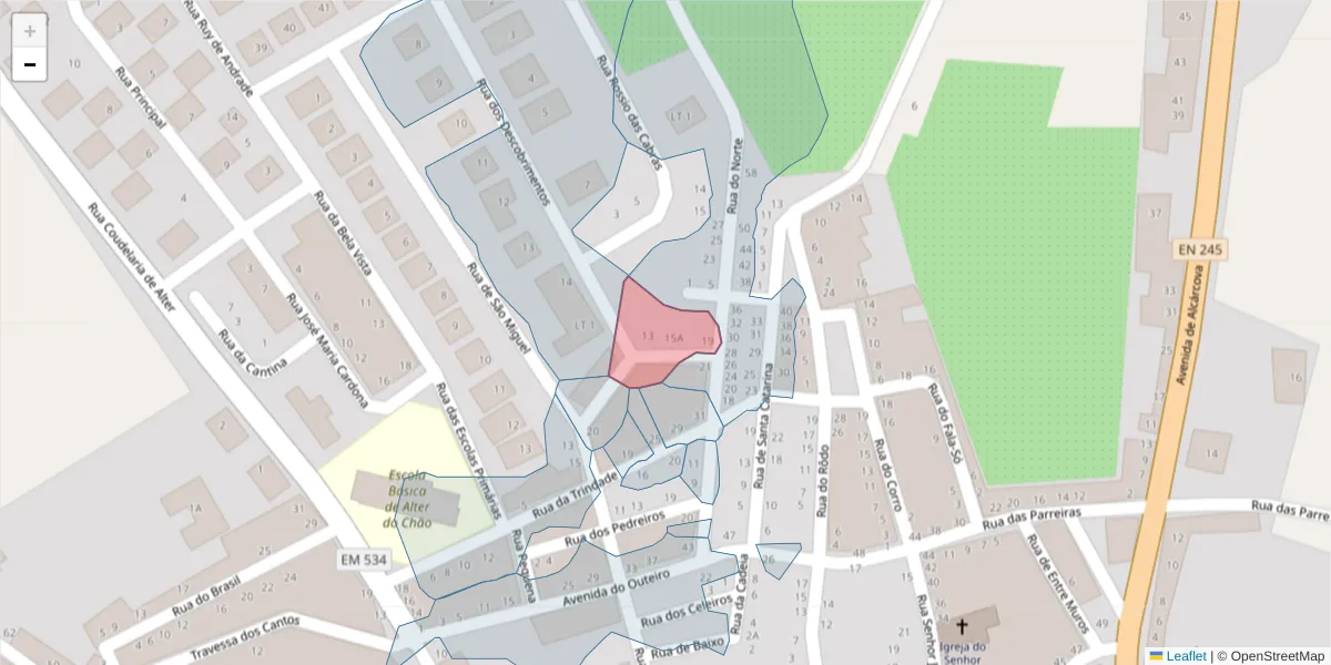Mapa detalhado do código postal 7440-088 com limites, códigos postais vizinhos e agências dos correios