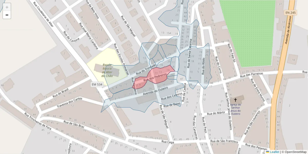 Mapa detalhado do código postal 7440-089 com limites, códigos postais vizinhos e agências dos correios