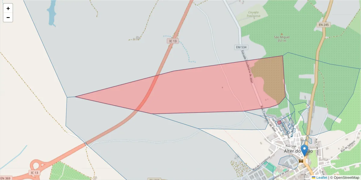Mapa detalhado do código postal 7440-161 com limites, códigos postais vizinhos e agências dos correios