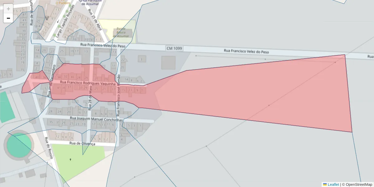 Mapa detalhado do código postal 7450-029 com limites, códigos postais vizinhos e agências dos correios