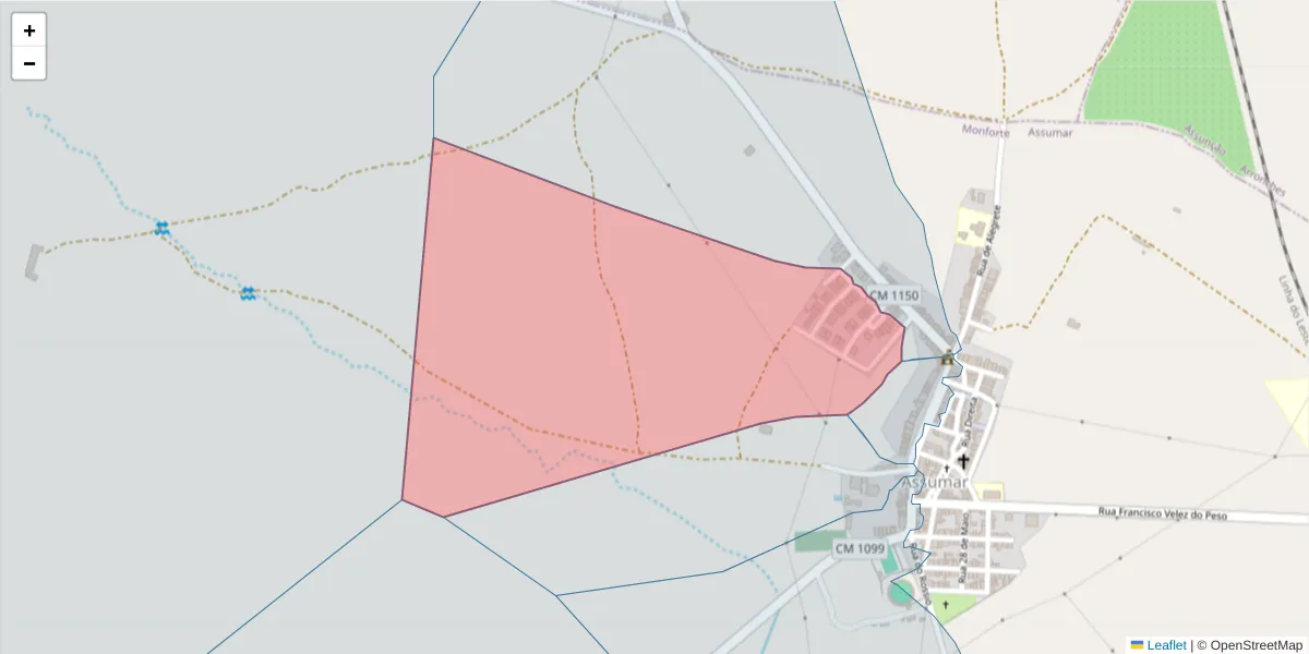 Mapa detalhado do código postal 7450-035 com limites, códigos postais vizinhos e agências dos correios