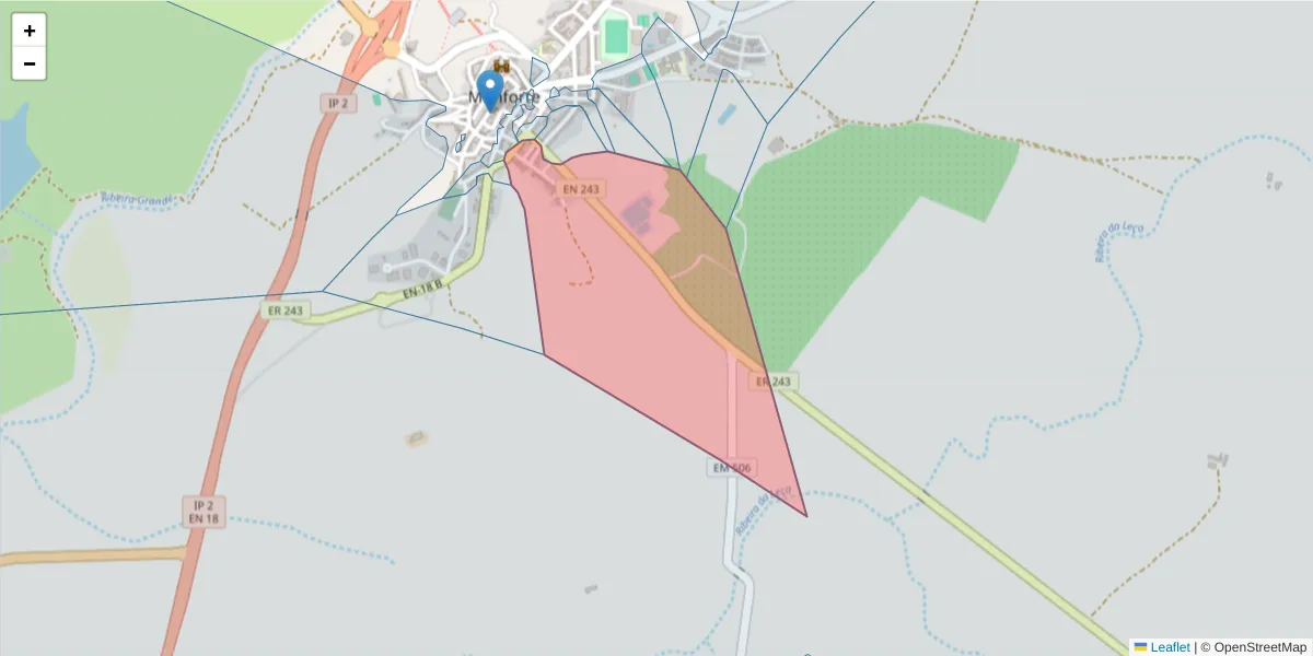 Mapa detalhado do código postal 7450-114 com limites, códigos postais vizinhos e agências dos correios