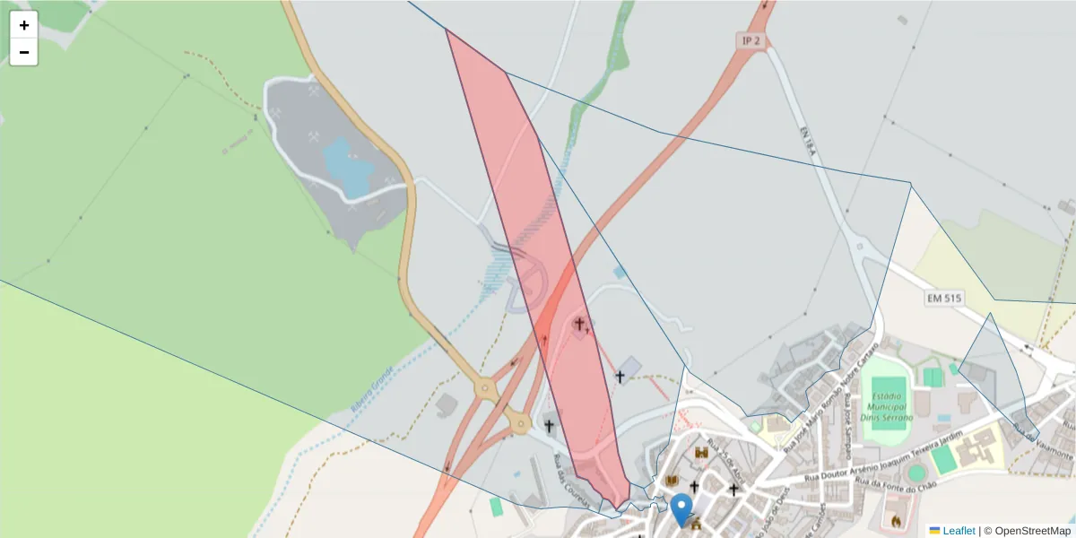 Mapa detalhado do código postal 7450-140 com limites, códigos postais vizinhos e agências dos correios