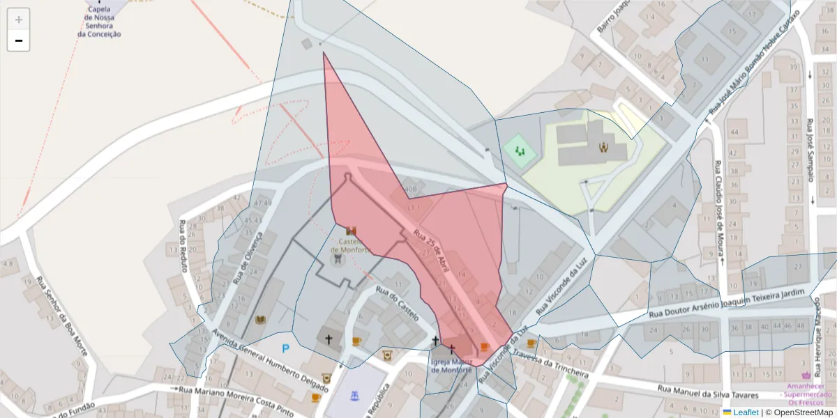 Mapa detalhado do código postal 7450-142 com limites, códigos postais vizinhos e agências dos correios