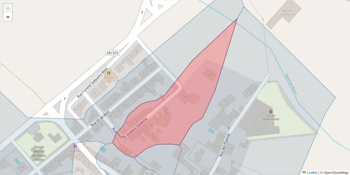 Mapa detalhado do código postal 7450-235 com limites, códigos postais vizinhos e agências dos correios