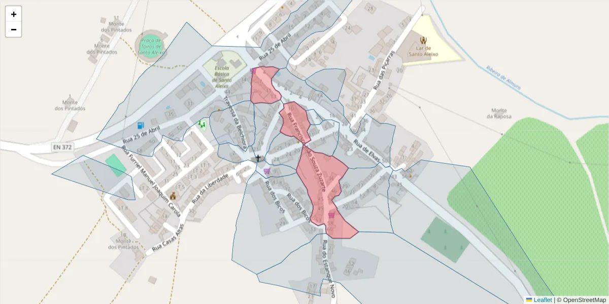 Mapa detalhado do código postal 7450-236 com limites, códigos postais vizinhos e agências dos correios