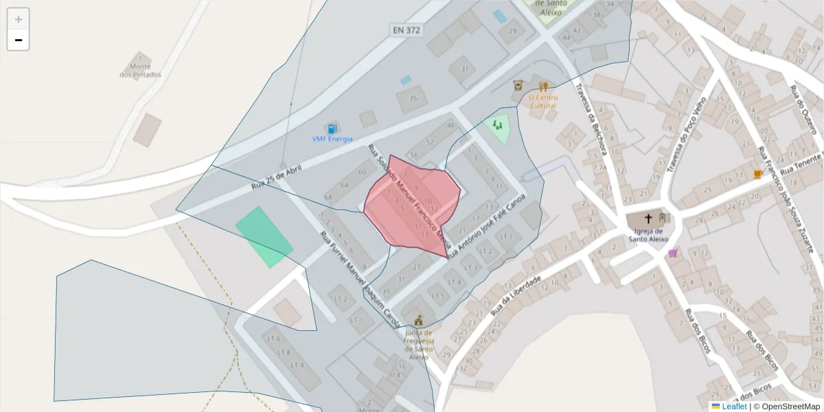 Mapa detalhado do código postal 7450-239 com limites, códigos postais vizinhos e agências dos correios