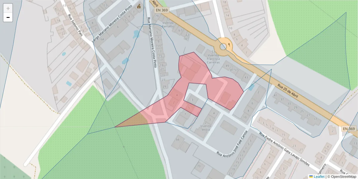 Mapa detalhado do código postal 7450-260 com limites, códigos postais vizinhos e agências dos correios