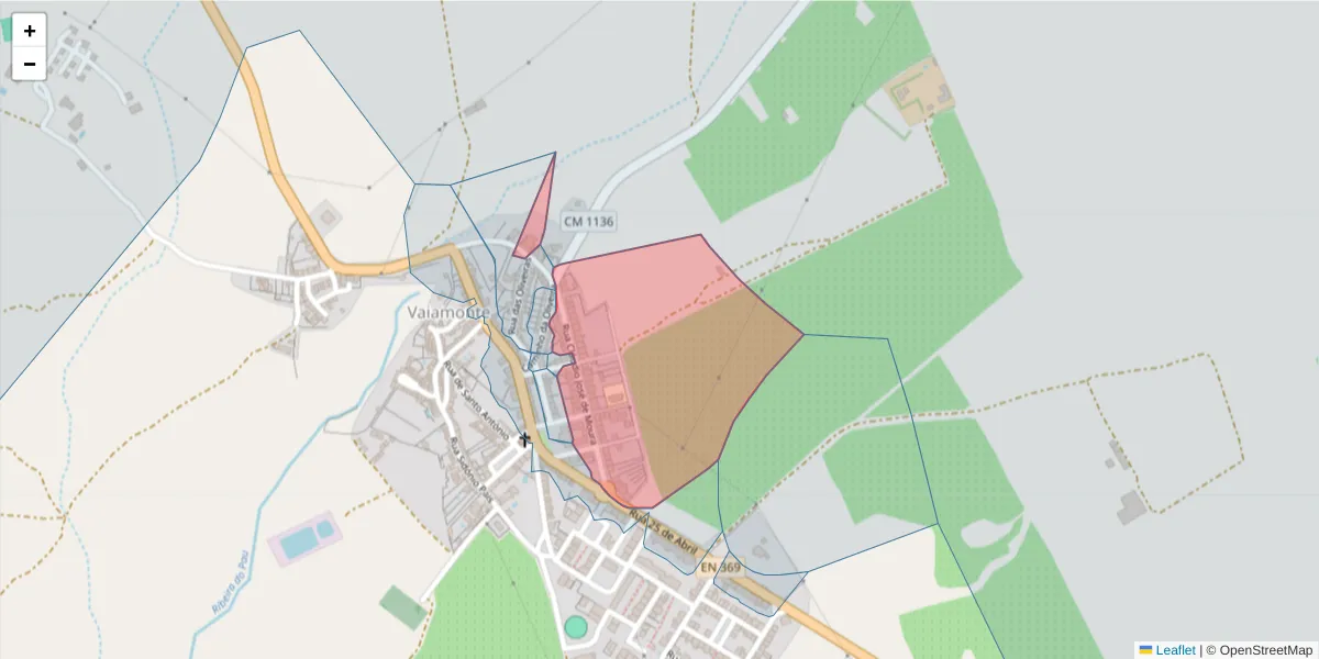 Mapa detalhado do código postal 7450-270 com limites, códigos postais vizinhos e agências dos correios