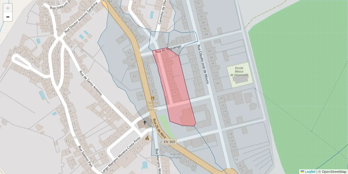 Mapa detalhado do código postal 7450-279 com limites, códigos postais vizinhos e agências dos correios