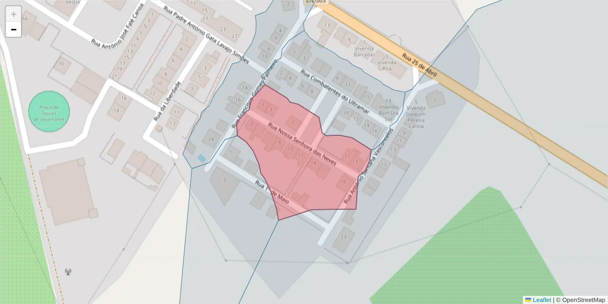 Mapa detalhado do código postal 7450-283 com limites, códigos postais vizinhos e agências dos correios