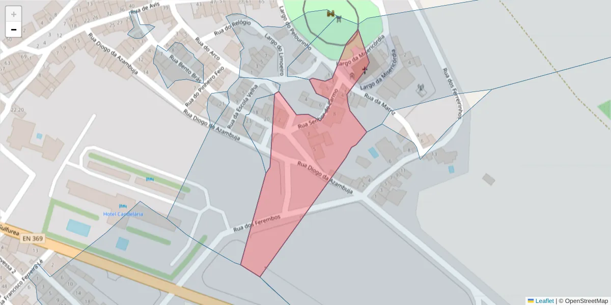 Mapa detalhado do código postal 7460-008 com limites, códigos postais vizinhos e agências dos correios