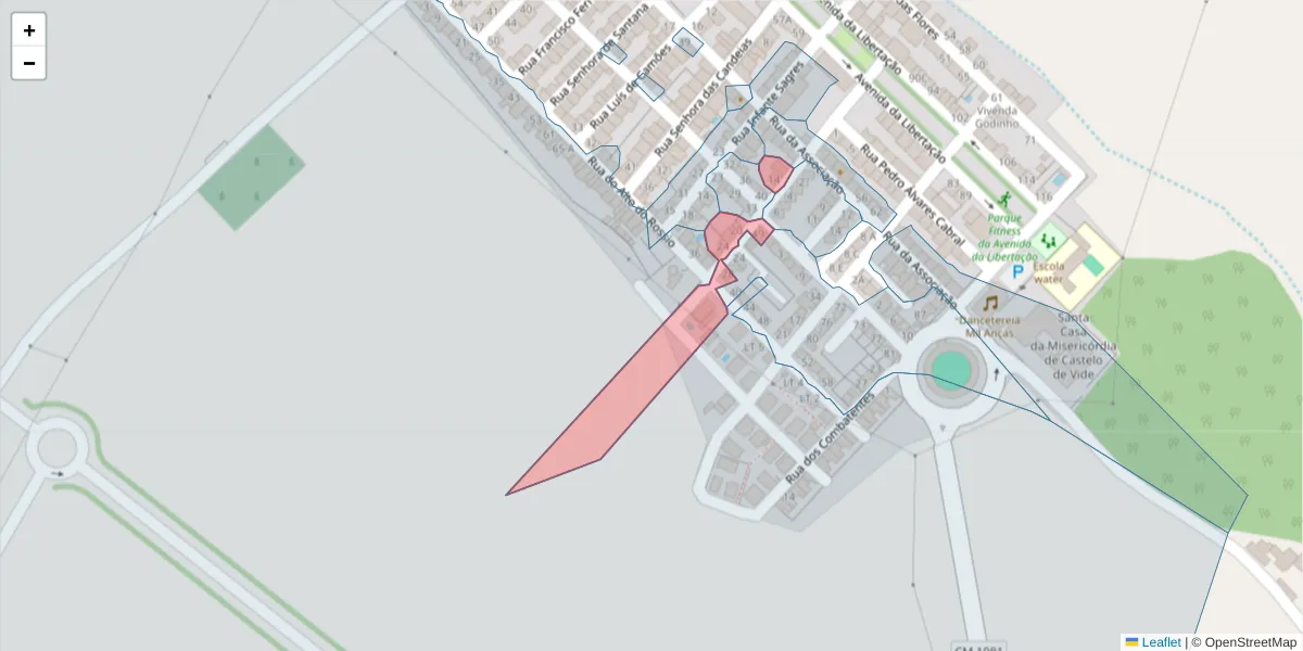 Mapa detalhado do código postal 7460-016 com limites, códigos postais vizinhos e agências dos correios