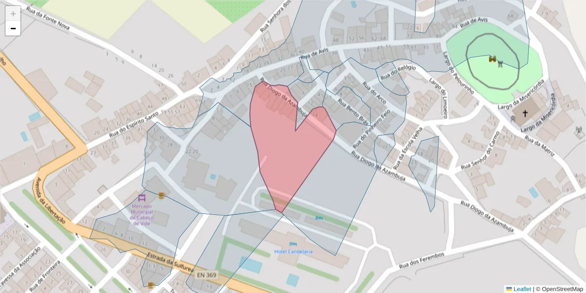 Mapa detalhado do código postal 7460-022 com limites, códigos postais vizinhos e agências dos correios
