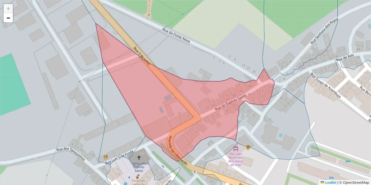 Mapa detalhado do código postal 7460-023 com limites, códigos postais vizinhos e agências dos correios