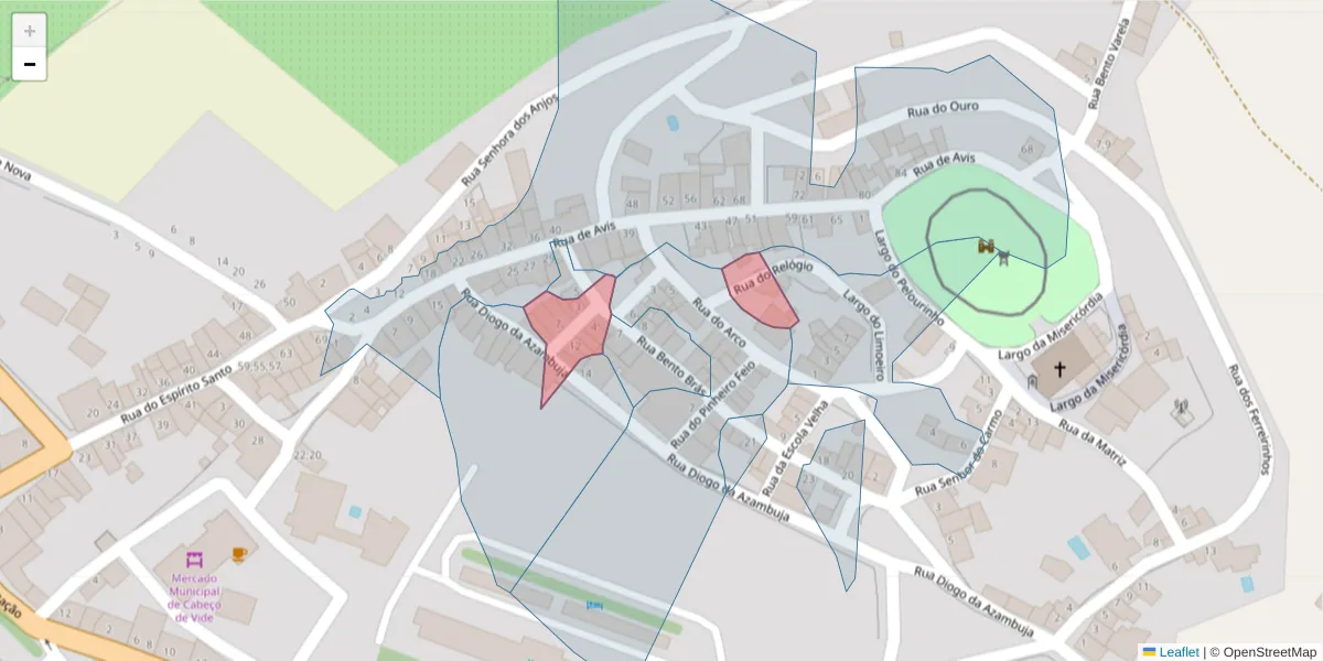 Mapa detalhado do código postal 7460-024 com limites, códigos postais vizinhos e agências dos correios