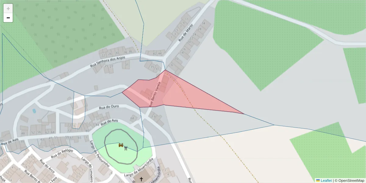 Mapa detalhado do código postal 7460-027 com limites, códigos postais vizinhos e agências dos correios