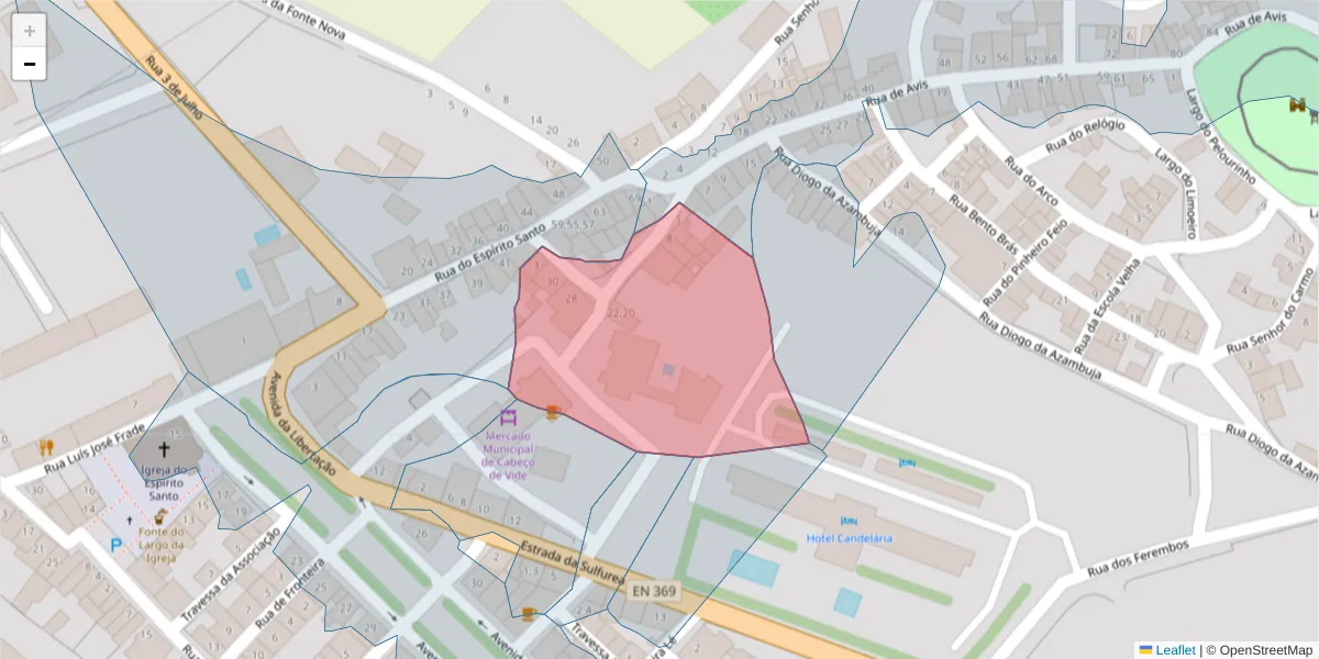 Mapa detalhado do código postal 7460-028 com limites, códigos postais vizinhos e agências dos correios