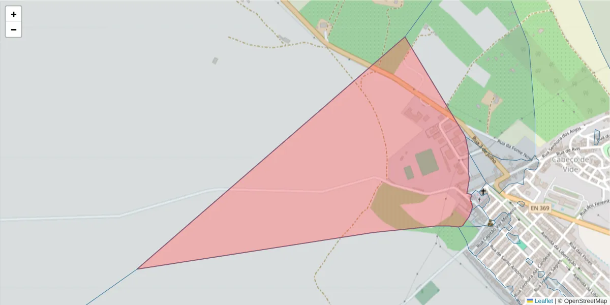 Mapa detalhado do código postal 7460-030 com limites, códigos postais vizinhos e agências dos correios