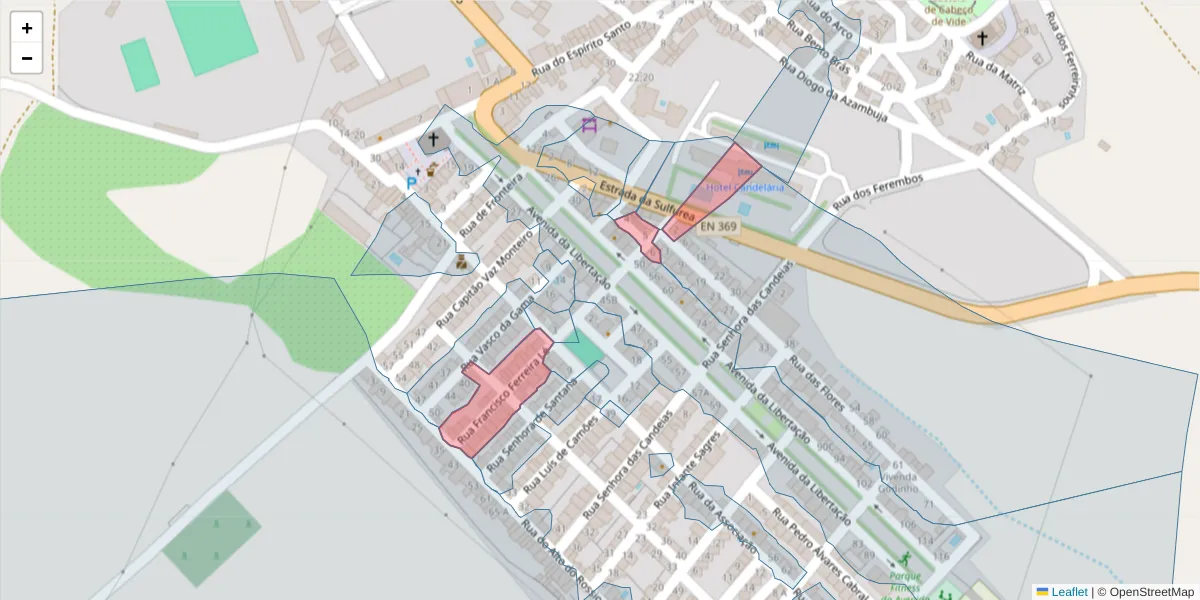 Mapa detalhado do código postal 7460-031 com limites, códigos postais vizinhos e agências dos correios