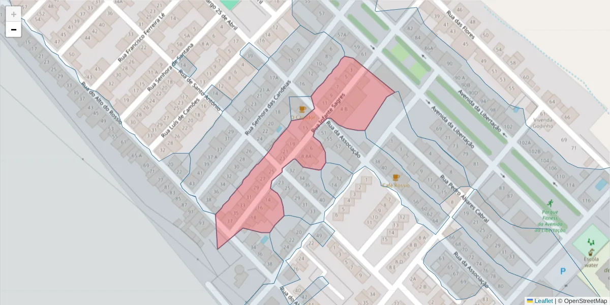 Mapa detalhado do código postal 7460-032 com limites, códigos postais vizinhos e agências dos correios