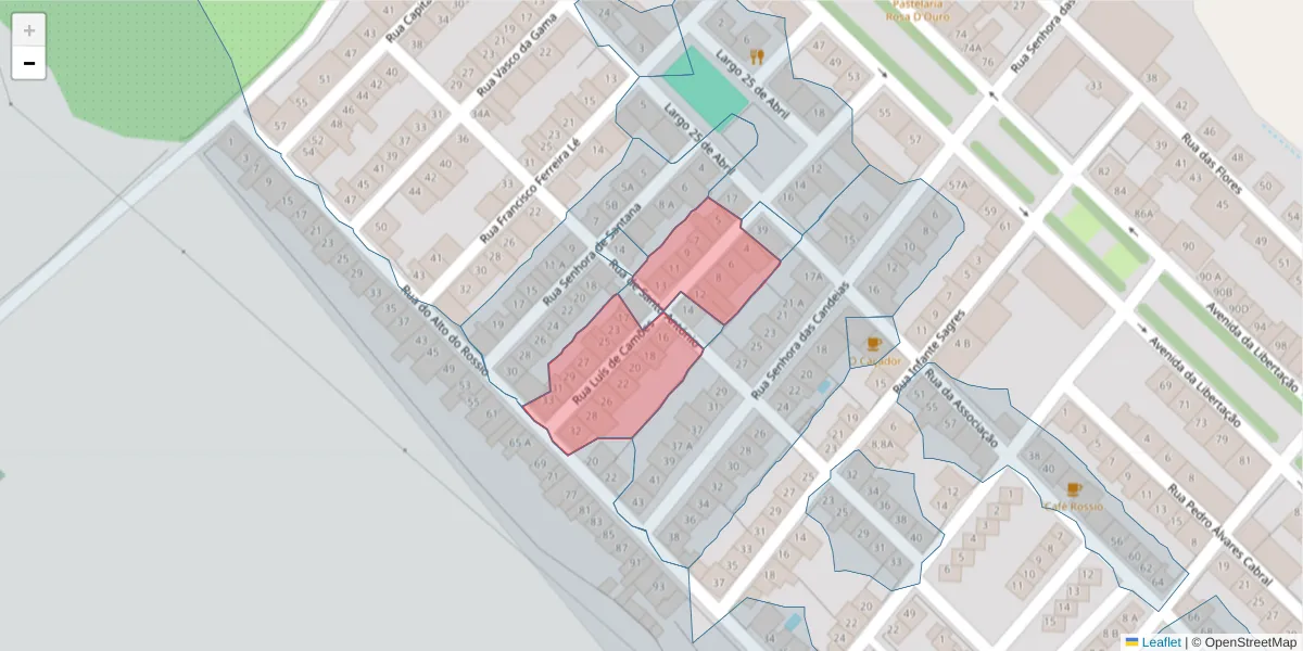 Mapa detalhado do código postal 7460-033 com limites, códigos postais vizinhos e agências dos correios