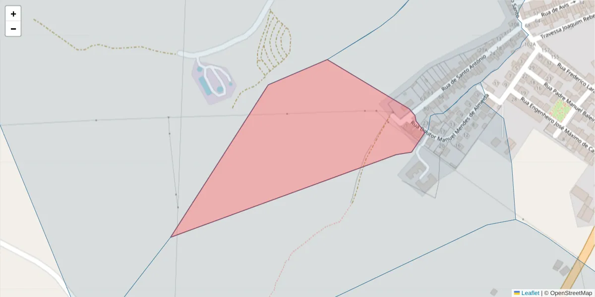 Mapa detalhado do código postal 7460-106 com limites, códigos postais vizinhos e agências dos correios