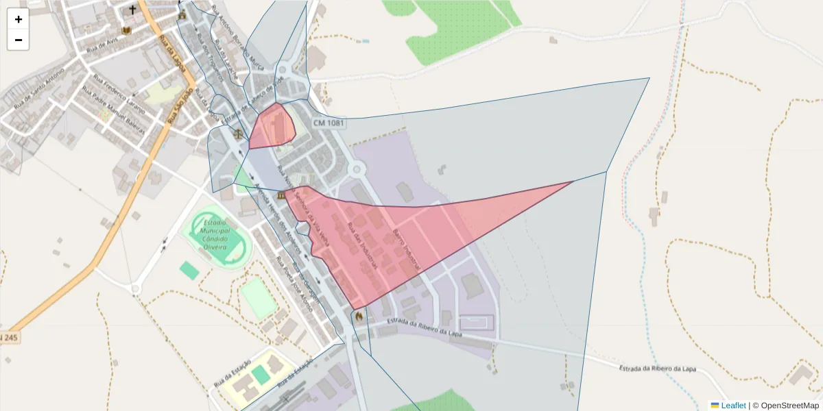 Mapa detalhado do código postal 7460-113 com limites, códigos postais vizinhos e agências dos correios