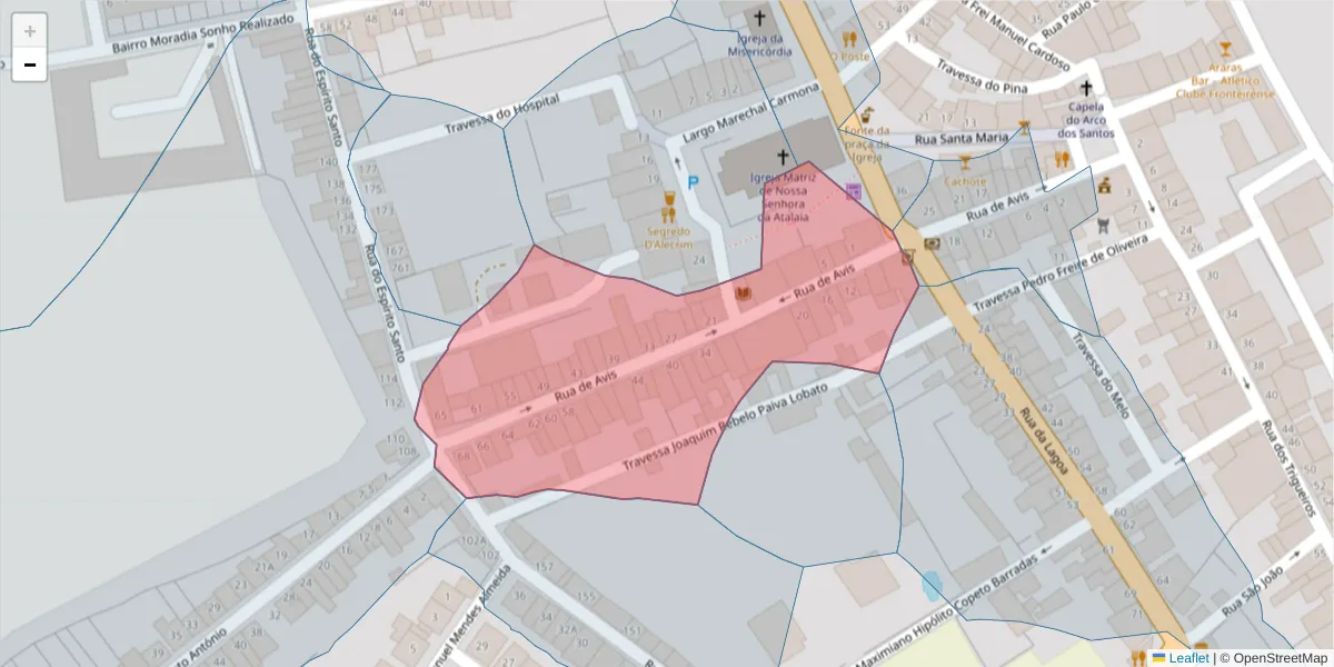 Mapa detalhado do código postal 7460-120 com limites, códigos postais vizinhos e agências dos correios