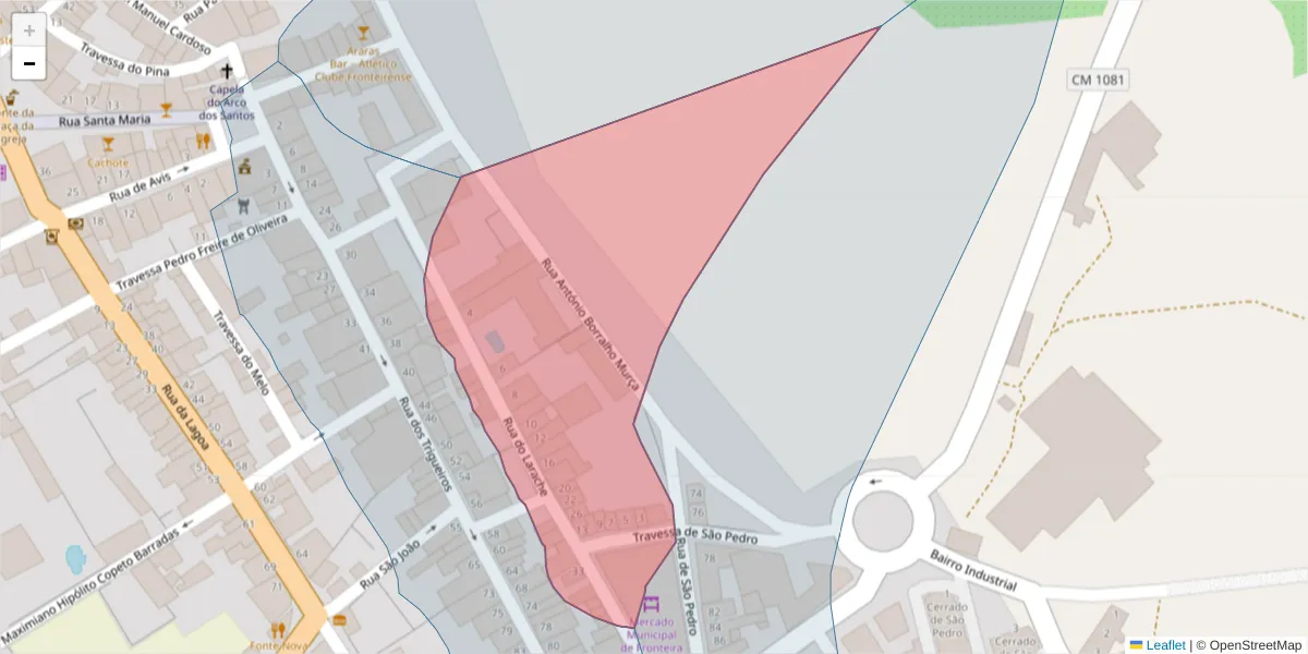 Mapa detalhado do código postal 7460-131 com limites, códigos postais vizinhos e agências dos correios