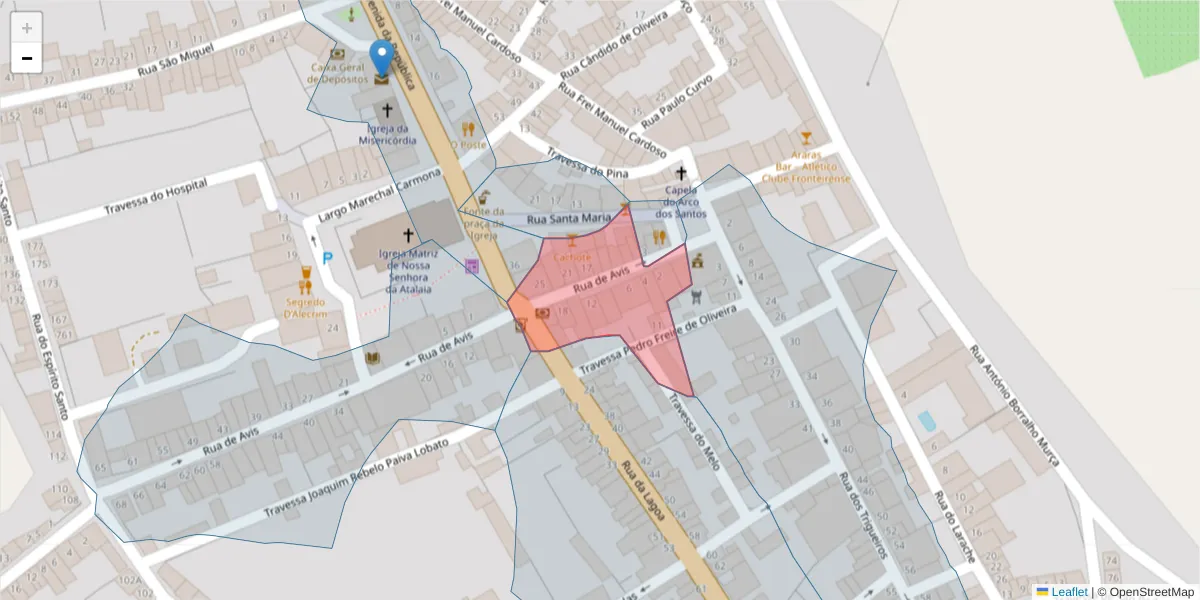 Mapa detalhado do código postal 7460-137 com limites, códigos postais vizinhos e agências dos correios