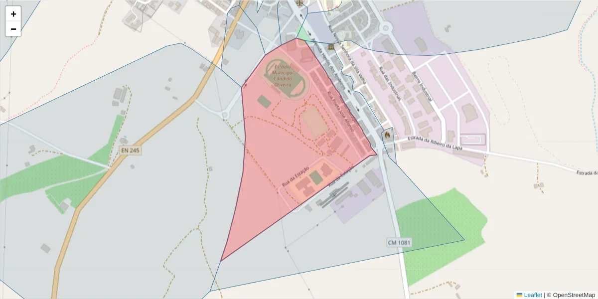 Mapa detalhado do código postal 7460-149 com limites, códigos postais vizinhos e agências dos correios