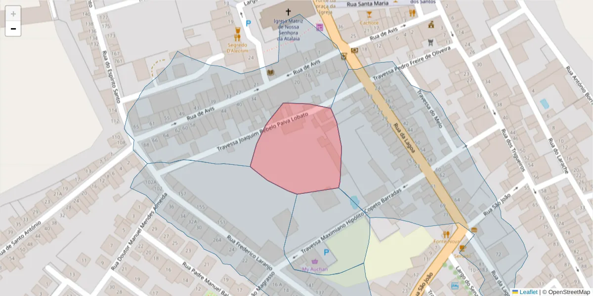Mapa detalhado do código postal 7460-154 com limites, códigos postais vizinhos e agências dos correios