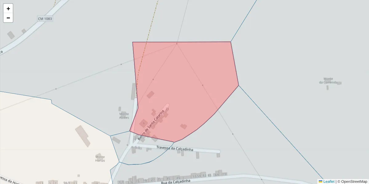 Mapa detalhado do código postal 7470-014 com limites, códigos postais vizinhos e agências dos correios