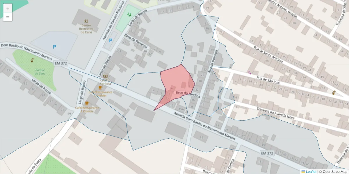 Mapa detalhado do código postal 7470-017 com limites, códigos postais vizinhos e agências dos correios