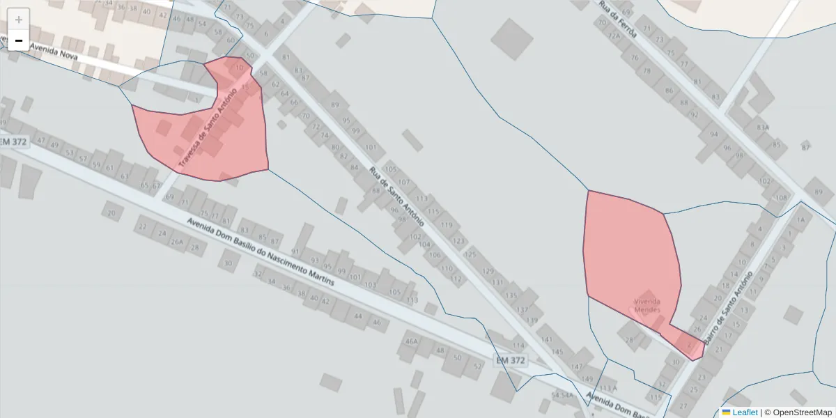 Mapa detalhado do código postal 7470-045 com limites, códigos postais vizinhos e agências dos correios