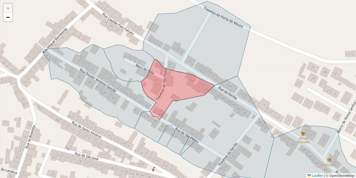 Mapa detalhado do código postal 7470-046 com limites, códigos postais vizinhos e agências dos correios
