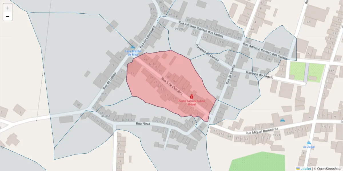 Mapa detalhado do código postal 7470-118 com limites, códigos postais vizinhos e agências dos correios