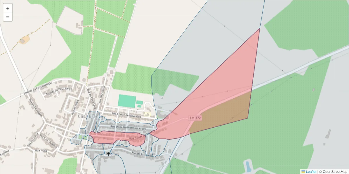 Mapa detalhado do código postal 7470-120 com limites, códigos postais vizinhos e agências dos correios