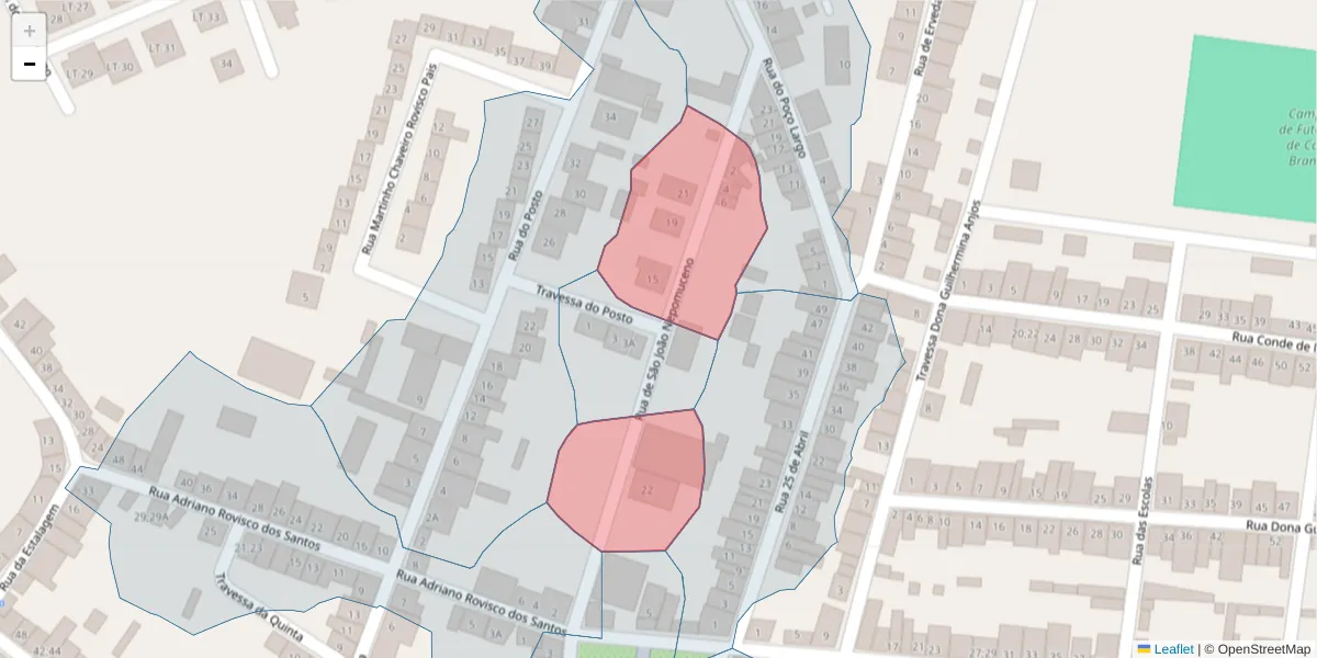 Mapa detalhado do código postal 7470-131 com limites, códigos postais vizinhos e agências dos correios