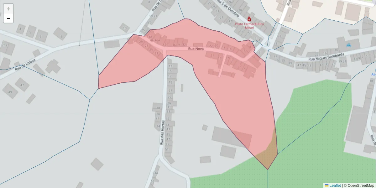 Mapa detalhado do código postal 7470-138 com limites, códigos postais vizinhos e agências dos correios