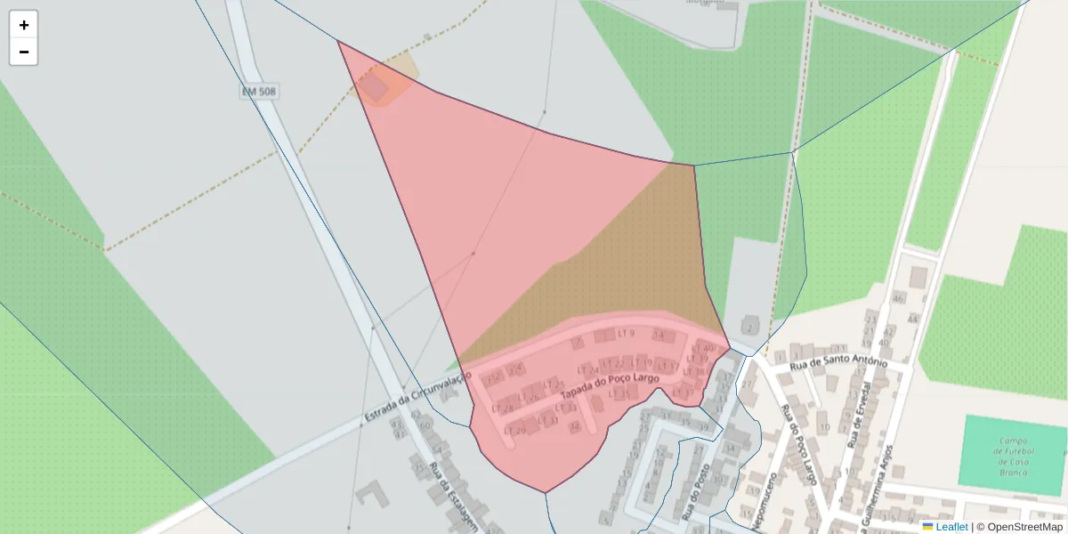 Mapa detalhado do código postal 7470-157 com limites, códigos postais vizinhos e agências dos correios