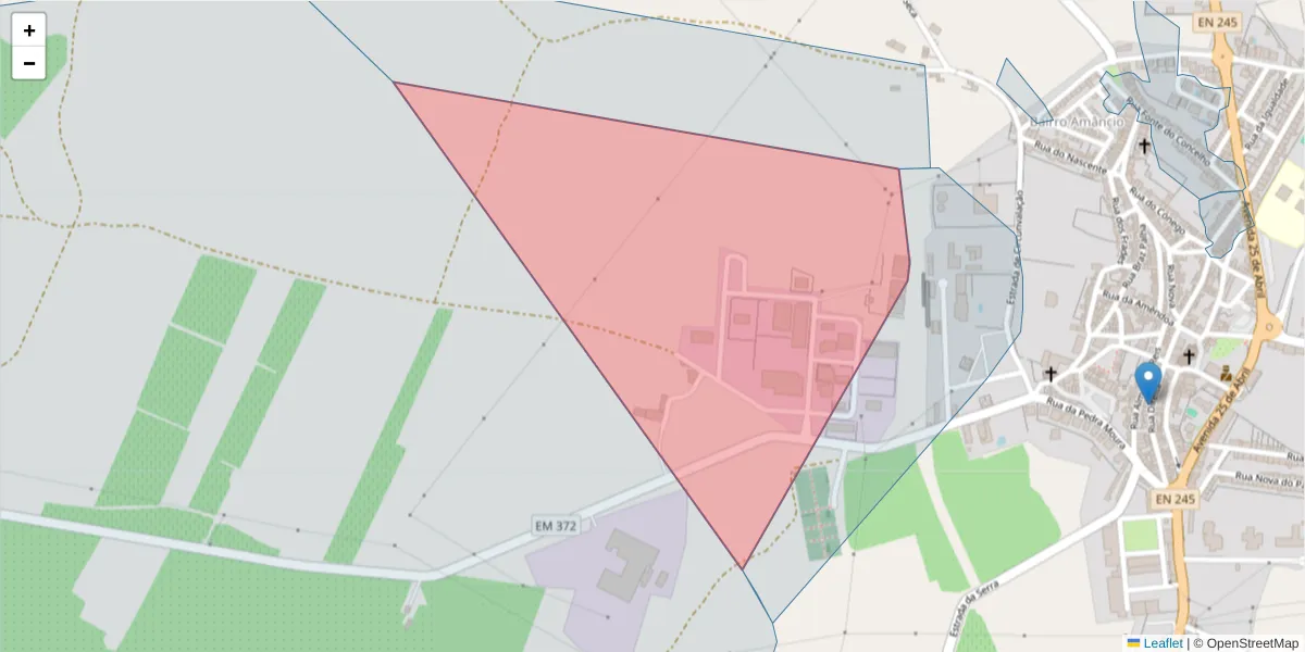 Mapa detalhado do código postal 7470-200 com limites, códigos postais vizinhos e agências dos correios