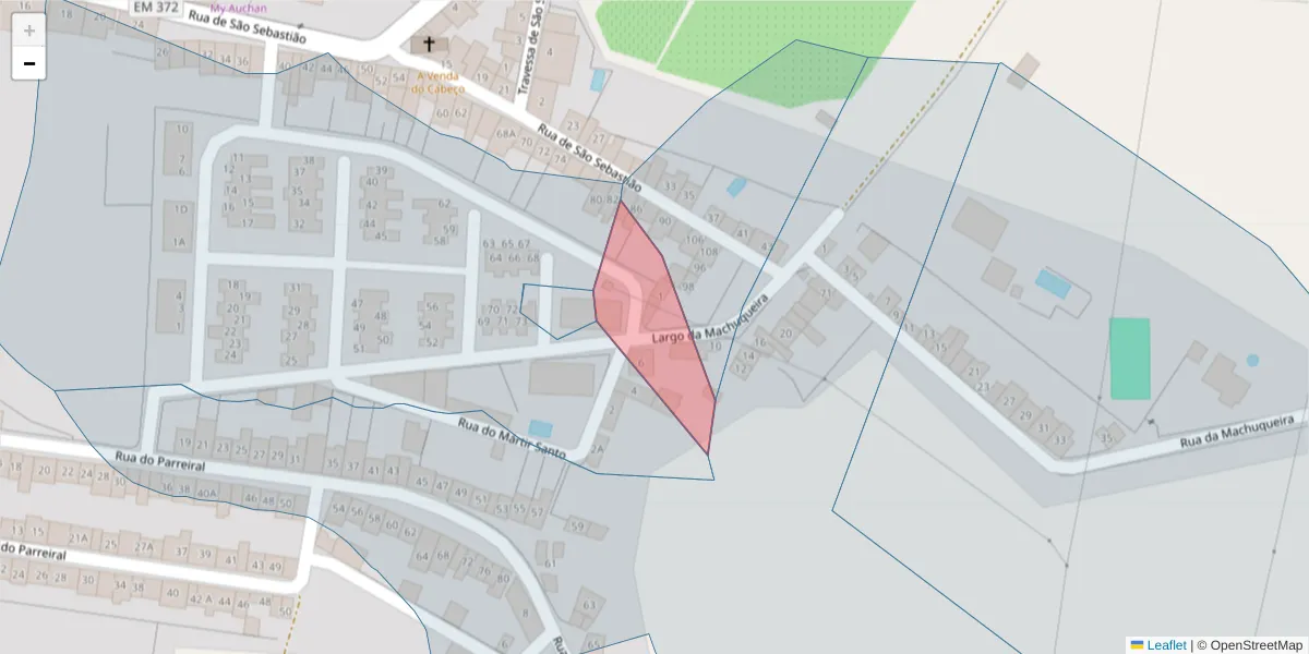 Mapa detalhado do código postal 7470-215 com limites, códigos postais vizinhos e agências dos correios