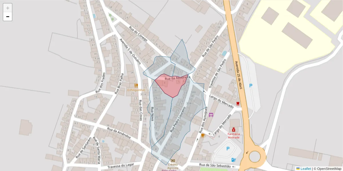 Mapa detalhado do código postal 7470-228 com limites, códigos postais vizinhos e agências dos correios