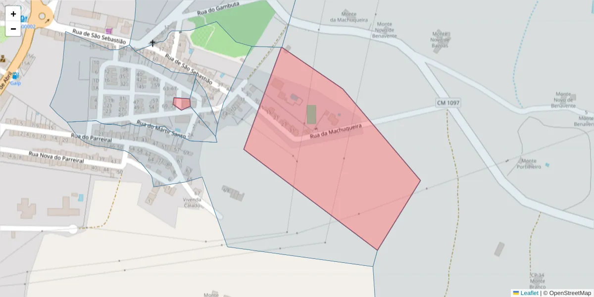 Mapa detalhado do código postal 7470-236 com limites, códigos postais vizinhos e agências dos correios