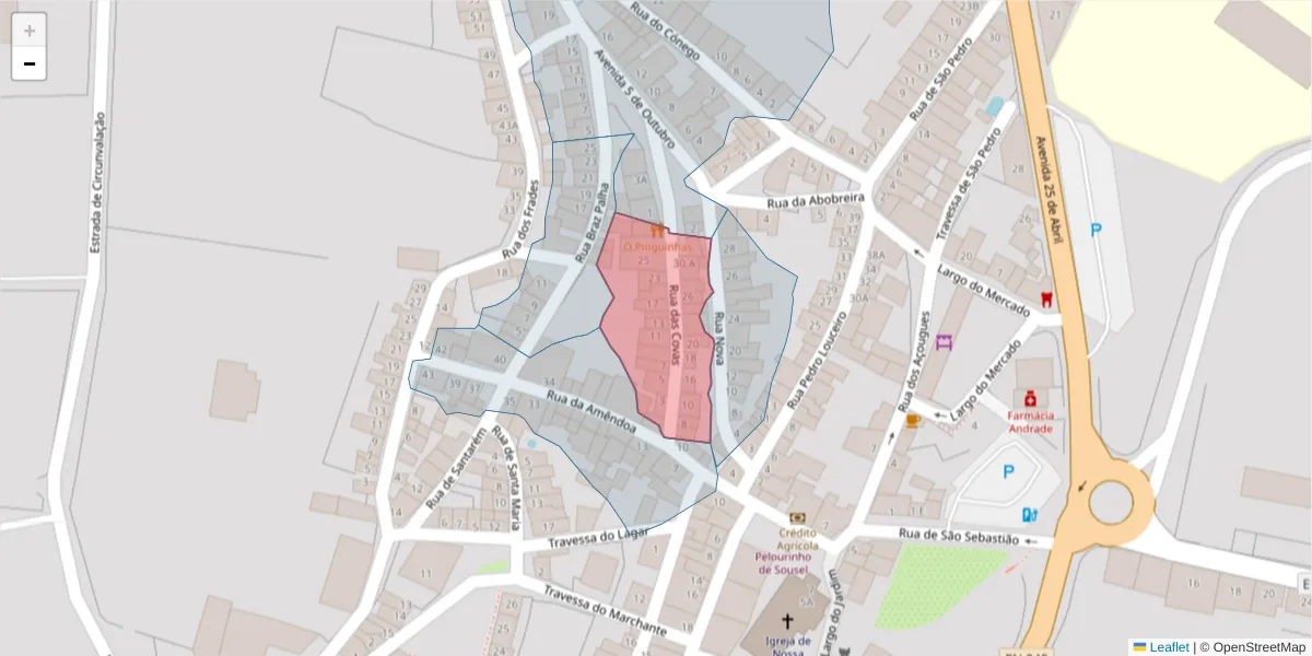 Mapa detalhado do código postal 7470-237 com limites, códigos postais vizinhos e agências dos correios