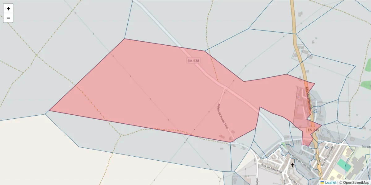 Mapa detalhado do código postal 7470-239 com limites, códigos postais vizinhos e agências dos correios
